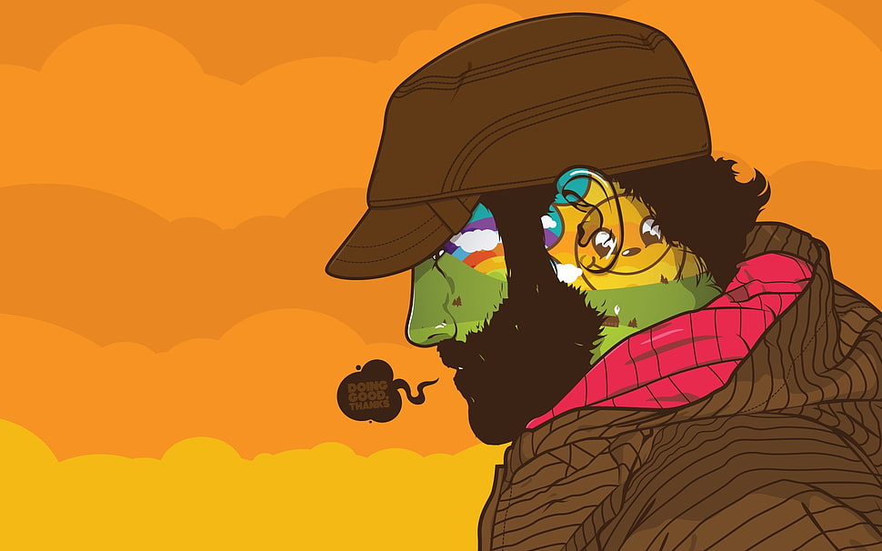 male sketch, emotion, Jared Nickerson, hat, artwork HD wallpaper