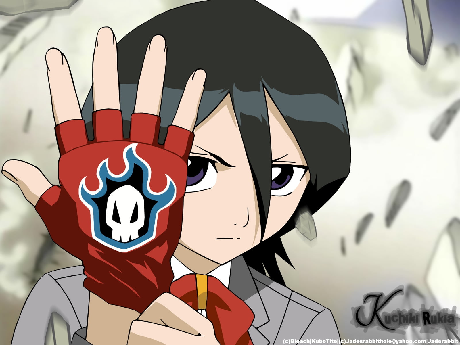 female anime character with red gloves