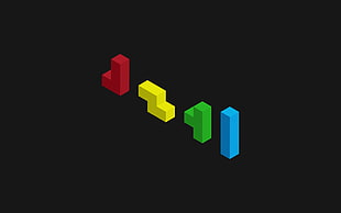 four puzzle blocks, minimalism, Tetris, video games, simple background HD wallpaper