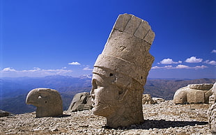 gray concrete headbust statue, nemrut mountain, Turkey