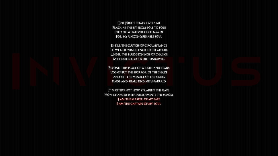 black text on white background, quote, Invictus HD wallpaper