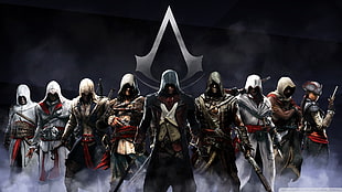 Assassin's Creed digital wallpaper, Assassin's Creed, video games, Altaïr Ibn-La'Ahad, Ezio Auditore da Firenze