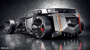 black and gray super car, digital art, car, supercars, Lamborghini