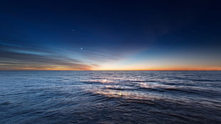sea water, nature, HDR, sea, sunset HD wallpaper
