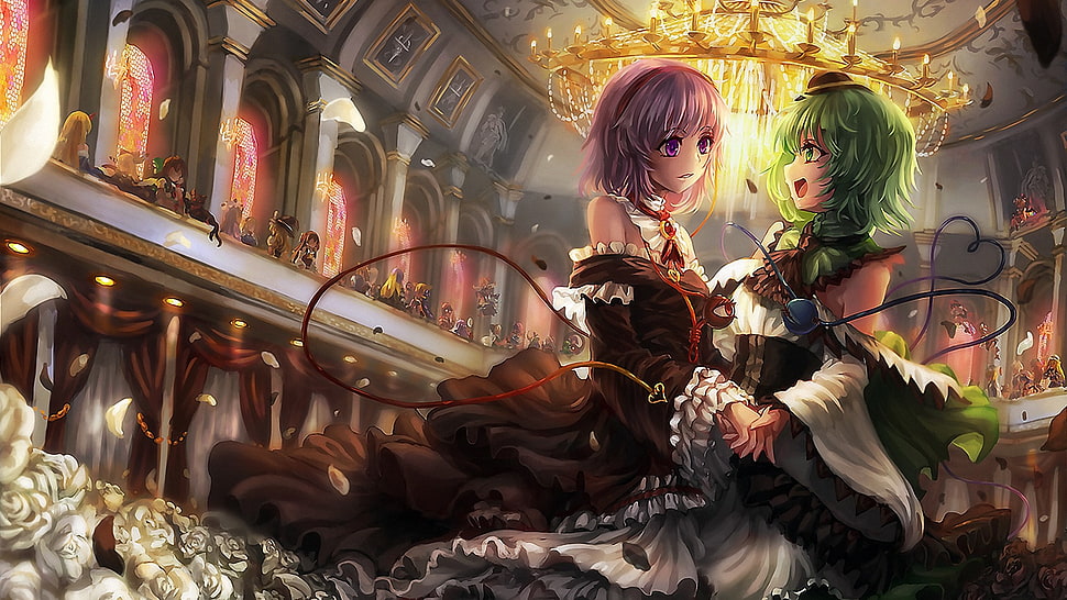 two female anime character poster HD wallpaper