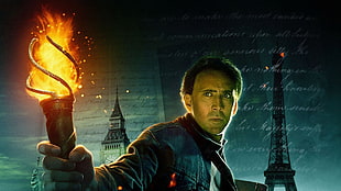 Nicolas Cage, National Treasure: Book of Secrets, Nicolas Cage, movies, fire HD wallpaper