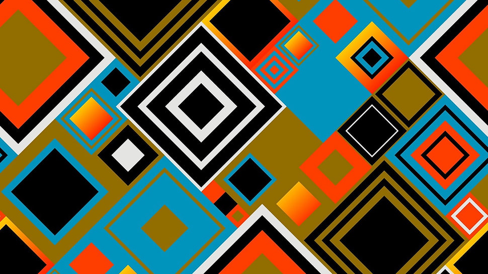 multicolored illustration, abstract, square, texture HD wallpaper