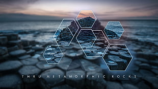body of water illustration, polyscape, rocks, sea, Giant's Causeway