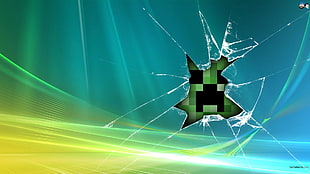 wallpaper illustration, broken glass, Minecraft, video games