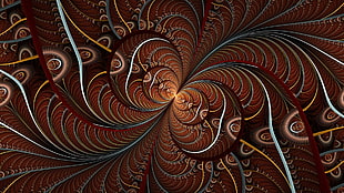 brown floral digital wallpaper, fractal, digital art