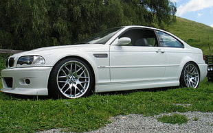 white BMW coupe, E-46, BMW M3 , BMW, white cars