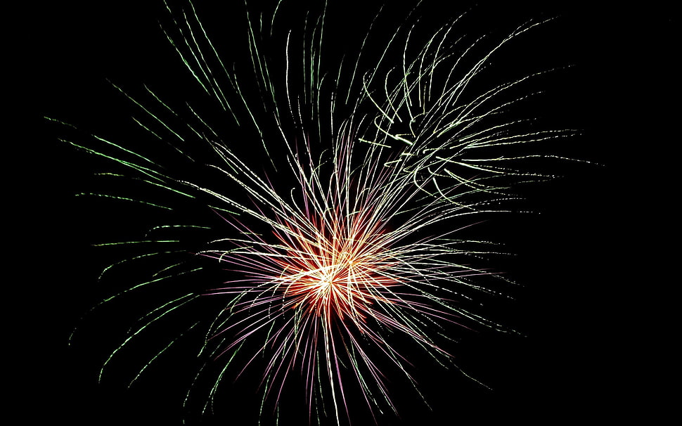 orange fireworks, fireworks HD wallpaper