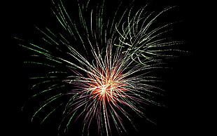 orange fireworks, fireworks HD wallpaper