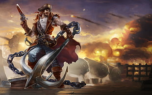 Gangplank from League Of Legends wallpaper, pirates, digital art, Gangplank, League of Legends