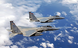two gray fighter planes, airplane, F-15 Eagle