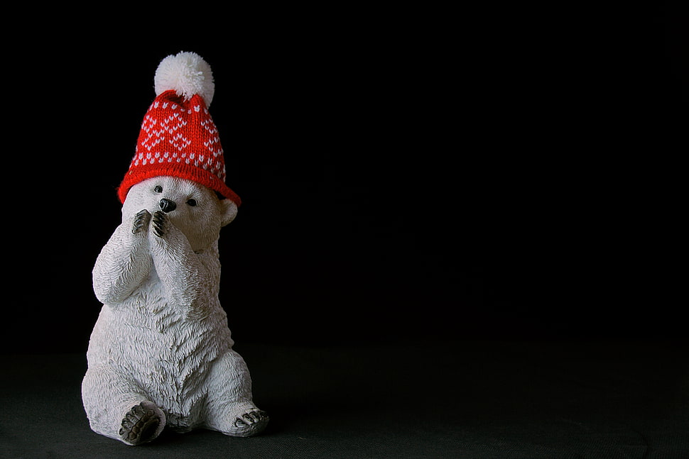 white bear with bubble cap plush toy HD wallpaper