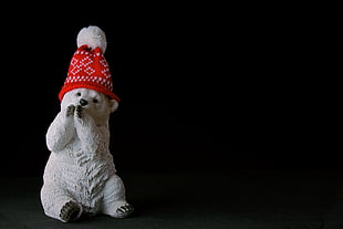 white bear with bubble cap plush toy