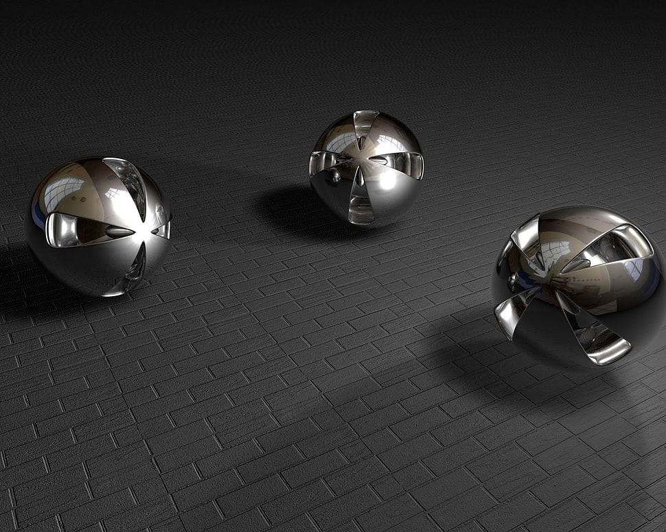 gray scale photo of three balls HD wallpaper