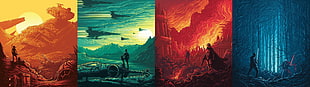four anime illustrations, Star Wars, multiple display