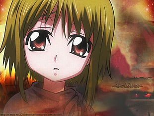 girl in yellow haired anime character 3D wallpaper