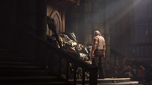 character standing in front of door digital wallpaper, Reinhardt (Overwatch), Overwatch, animated movies, castle