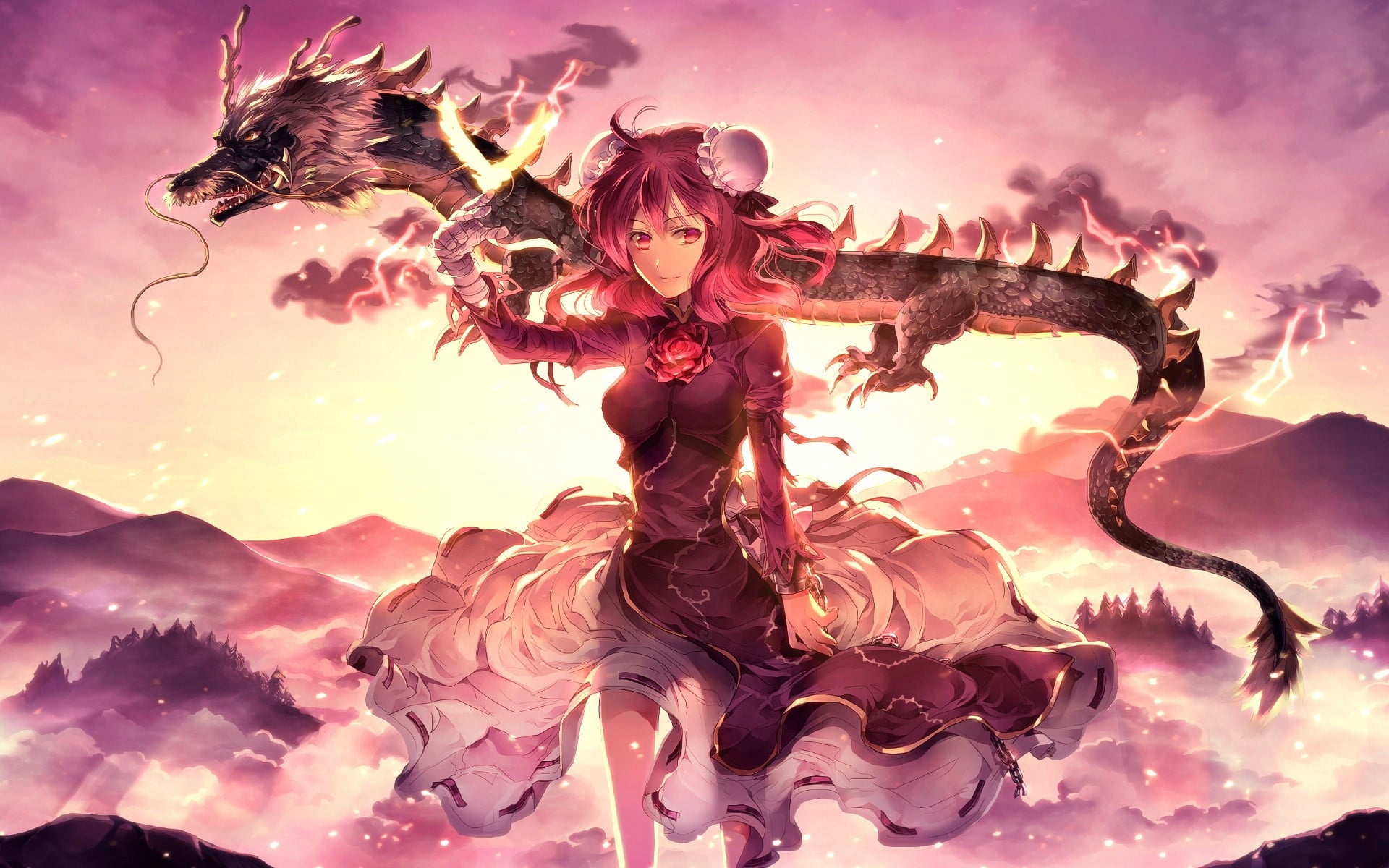 Female anime and black dragon background graphic wallpaper HD wallpaper |  Wallpaper Flare