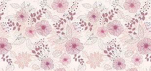 pink and beige floral textile