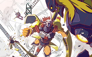 comic character illustration, anime, Digimon, Digimon Tri, greymon