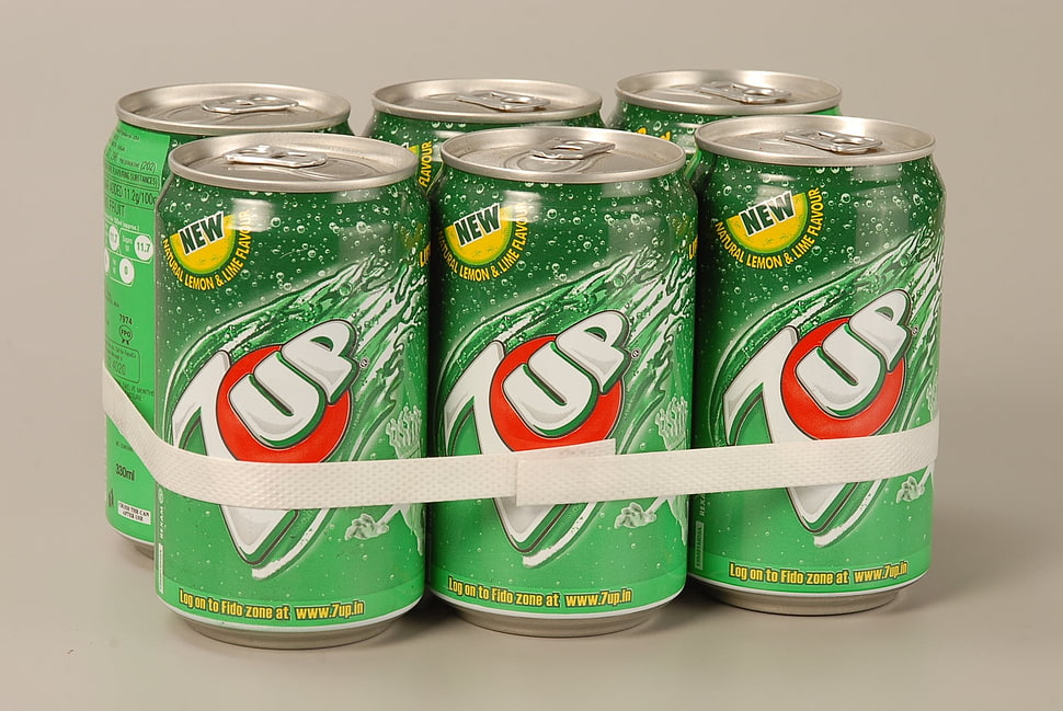 1 dozen of 7Up soda cans HD wallpaper