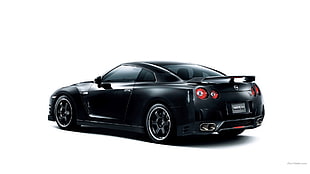 black Nissan GT-R R35 coupe, car, Nissan