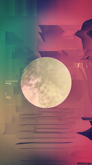 white and pink abstract illustration, glitch art, abstract, circle