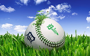 Detroit Tigers baseball on green grass graphics