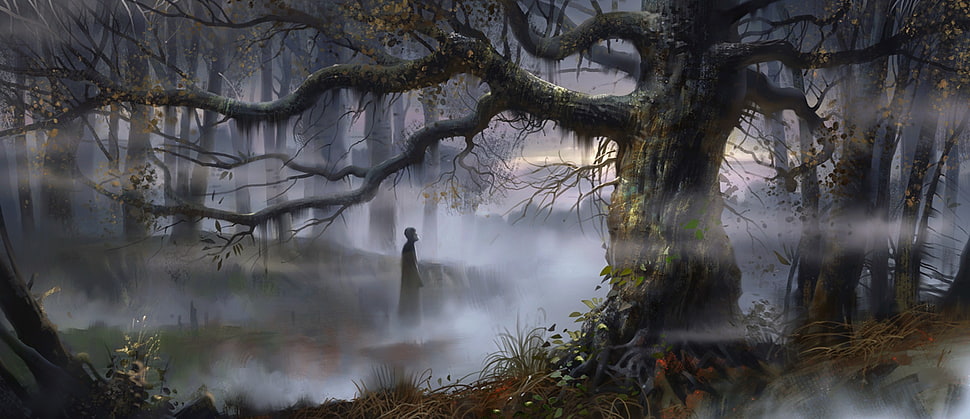 brown and black tree branch painting, fantasy art, artwork HD wallpaper