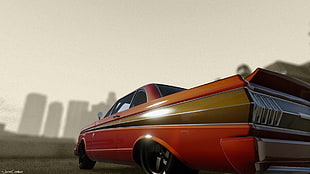 red car illustration, Grand Theft Auto V, car, Photoshop, tuning