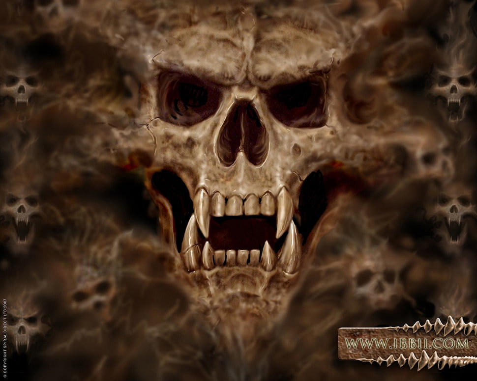 skull illustration, skull, digital art, teeth, fantasy art HD wallpaper