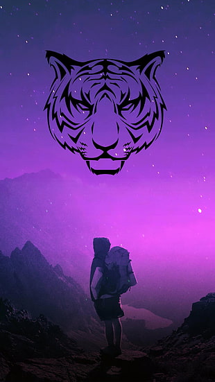 tiger's face wallpaper, logo, graphic design, space HD wallpaper