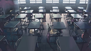 black wooden dining table set, anime, Makoto Shinkai 