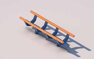 blue and orange rack, rollercoasters, CGI, render HD wallpaper