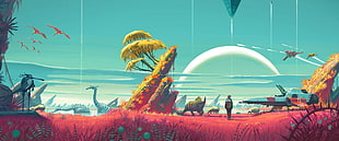 dinosaurs painting, No Man's Sky, video games