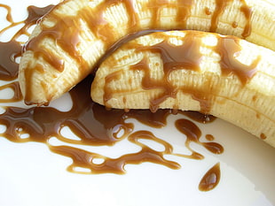 banana drizzled with caramel syrup