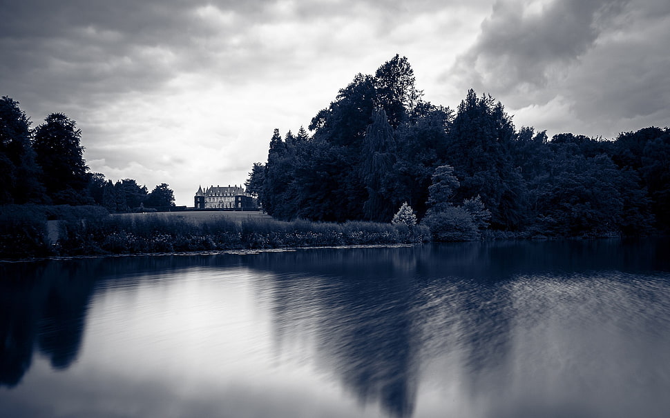 white and gray structure, landscape HD wallpaper