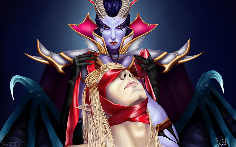 Queen of Pain and Invoker Dota 2 characters HD wallpaper