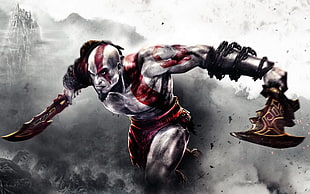 God of War Kratos digital poster