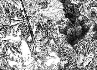 Berserk illustration, Kentaro Miura, Berserk, Zodd, Griffith HD wallpaper