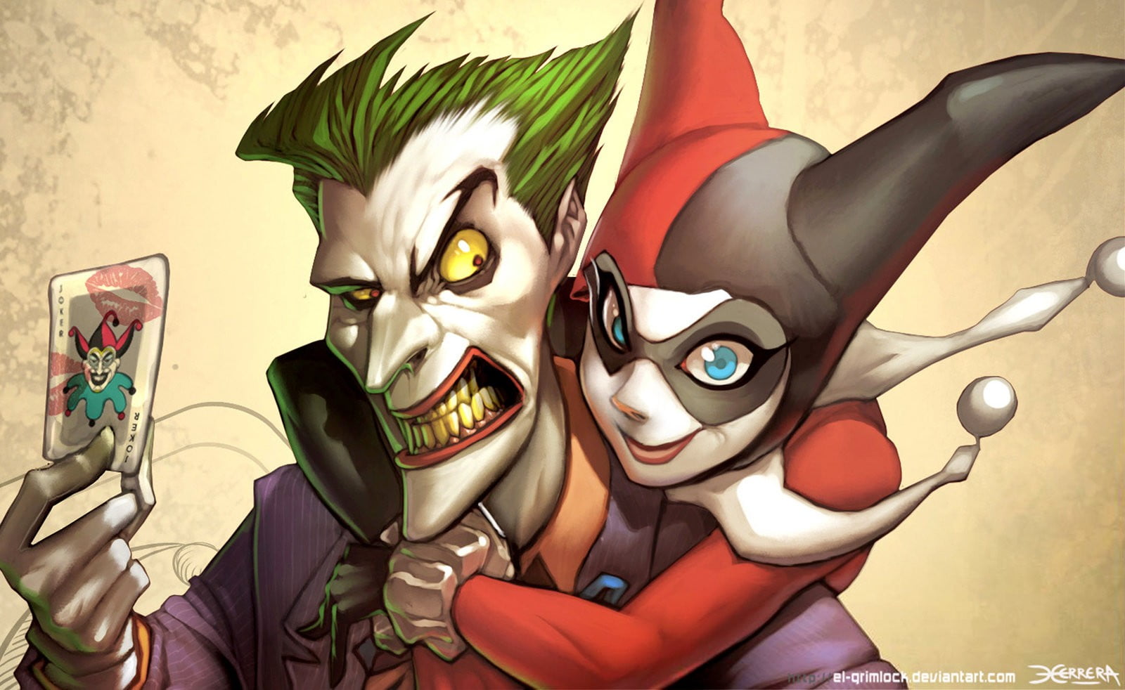 2560x1440 resolution | Joker and Harley Quin cartoon illustration HD ...