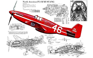 red plane illustration HD wallpaper