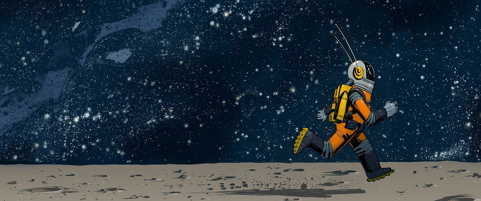 astronaut wallpaper, running, astronaut, artwork HD wallpaper