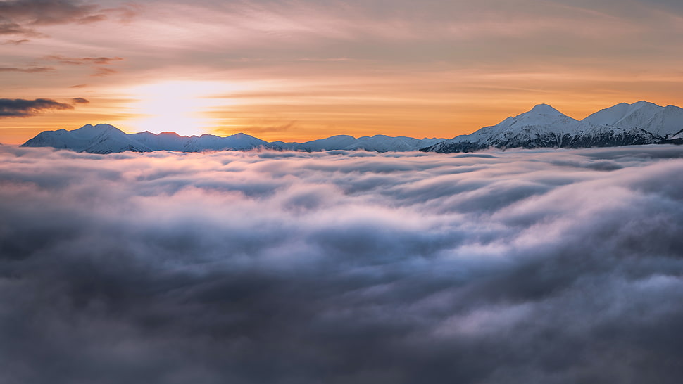 cloud bed during sunrise HD wallpaper