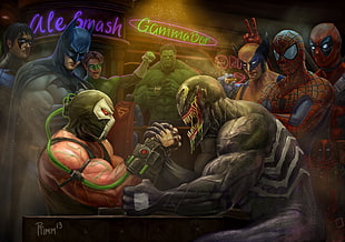 DC Comic hand wrestling painting