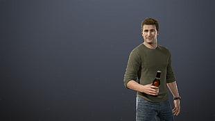 man wearing olive-green long-sleeved shirt clip-art, Uncharted 4: A Thief's End, Nathan Drake
